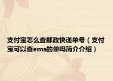 支付宝怎么查邮政快递单号（支付宝可以查ems的单吗简介介绍）