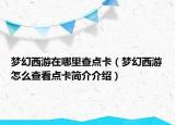 梦幻西游在哪里查点卡（梦幻西游怎么查看点卡简介介绍）