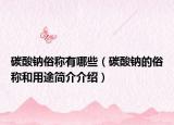 碳酸钠俗称有哪些（碳酸钠的俗称和用途简介介绍）