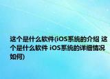 这个是什么软件(iOS系统的介绍 这个是什么软件 iOS系统的详细情况如何)