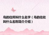 鸟的住所叫什么名字（鸟的住处叫什么名称简介介绍）
