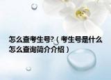 怎么查考生号?（考生号是什么怎么查询简介介绍）