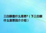 三白眼是什么意思?（下三白眼什么意思简介介绍）