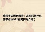 翁四字成语有哪些（翁可以组什么四字成语911查询简介介绍）