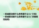 一夜城歌词是什么意思是什么\