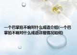 一个巴掌拍不响对什么成语介绍(一个巴掌拍不响对什么成语详细情况如何)
