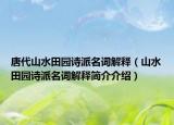 唐代山水田园诗派名词解释（山水田园诗派名词解释简介介绍）