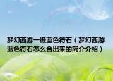 梦幻西游一级蓝色符石（梦幻西游蓝色符石怎么合出来的简介介绍）