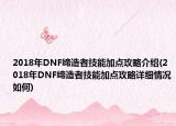 2018年DNF缔造者技能加点攻略介绍(2018年DNF缔造者技能加点攻略详细情况如何)
