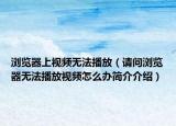 浏览器上视频无法播放（请问浏览器无法播放视频怎么办简介介绍）
