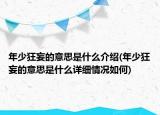 年少狂妄的意思是什么介绍(年少狂妄的意思是什么详细情况如何)