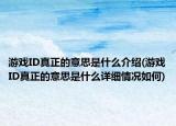 游戏ID真正的意思是什么介绍(游戏ID真正的意思是什么详细情况如何)