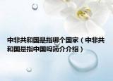 中非共和国是指哪个国家（中非共和国是指中国吗简介介绍）