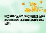 韩剧2006至2016韩剧明星介绍(韩剧2006至2016韩剧明星详细情况如何)