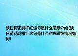 映日荷花别样红这句是什么意思介绍(映日荷花别样红这句是什么意思详细情况如何)