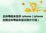 主叫号码未显示 iphone（iphone出现主叫号码未显示简介介绍）