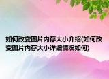 如何改变图片内存大小介绍(如何改变图片内存大小详细情况如何)