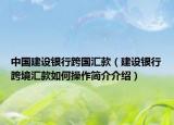 中国建设银行跨国汇款（建设银行跨境汇款如何操作简介介绍）