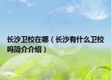 长沙卫校在哪（长沙有什么卫校吗简介介绍）