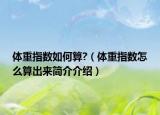 体重指数如何算?（体重指数怎么算出来简介介绍）