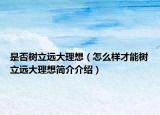 是否树立远大理想（怎么样才能树立远大理想简介介绍）