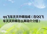 qq飞车天天升级加成（在QQ飞车天天升级怎么弄简介介绍）