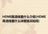 HDMI高清线是什么介绍(HDMI高清线是什么详细情况如何)