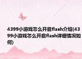 4399小游戏怎么开启flash介绍(4399小游戏怎么开启flash详细情况如何)