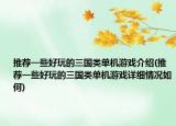 推荐一些好玩的三国类单机游戏介绍(推荐一些好玩的三国类单机游戏详细情况如何)