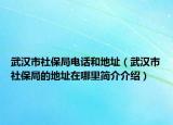 武汉市社保局电话和地址（武汉市社保局的地址在哪里简介介绍）