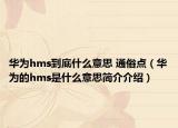 华为hms到底什么意思 通俗点（华为的hms是什么意思简介介绍）