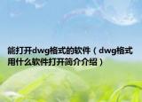 能打开dwg格式的软件（dwg格式用什么软件打开简介介绍）