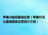 苹果id如何查询位置（苹果ID怎么查询具体位置简介介绍）