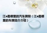 江a是哪里的汽车牌照（江a是哪里的车牌简介介绍）