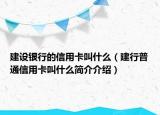 建设银行的信用卡叫什么（建行普通信用卡叫什么简介介绍）