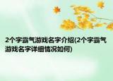 2个字霸气游戏名字介绍(2个字霸气游戏名字详细情况如何)