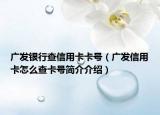 广发银行查信用卡卡号（广发信用卡怎么查卡号简介介绍）