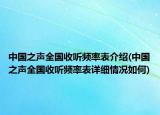 中国之声全国收听频率表介绍(中国之声全国收听频率表详细情况如何)