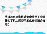 手机怎么查询移动宽带费用（中国移动手机上网费用怎么查询简介介绍）