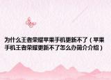 为什么王者荣耀苹果手机更新不了（苹果手机王者荣耀更新不了怎么办简介介绍）