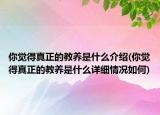 你觉得真正的教养是什么介绍(你觉得真正的教养是什么详细情况如何)