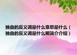 独自的反义词是什么意思是什么（独自的反义词是什么呢简介介绍）