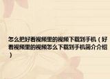 怎么把好看视频里的视频下载到手机（好看视频里的视频怎么下载到手机简介介绍）