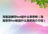 淘宝店铺带hot是什么意思啊（淘宝里带hot的是什么意思简介介绍）