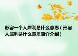 形容一个人犀利是什么意思（形容人犀利是什么意思简介介绍）