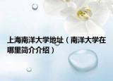 上海南洋大学地址（南洋大学在哪里简介介绍）