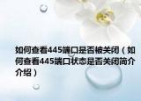 如何查看445端口是否被关闭（如何查看445端口状态是否关闭简介介绍）