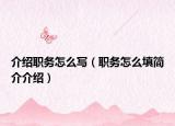 介绍职务怎么写（职务怎么填简介介绍）