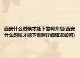 西安什么时候才能下雪啊介绍(西安什么时候才能下雪啊详细情况如何)