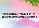 中国农业银行总行代码是多少（中国农业银行的代码是什么简介介绍）